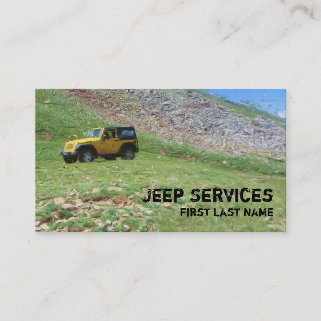 La jeep jaune entretient des cartes de visite de (Devant)