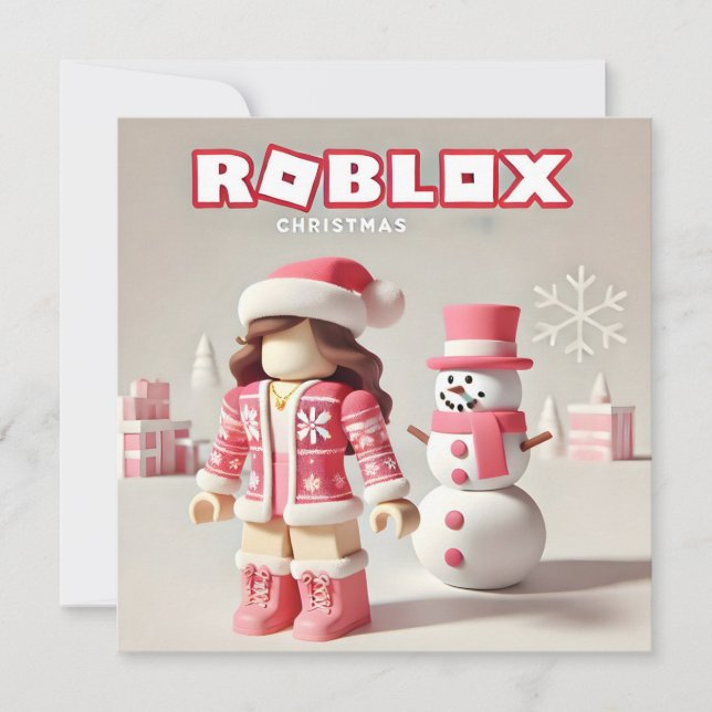 La jolie carte de Noël rose de Robloxo pour les fi (Devant)