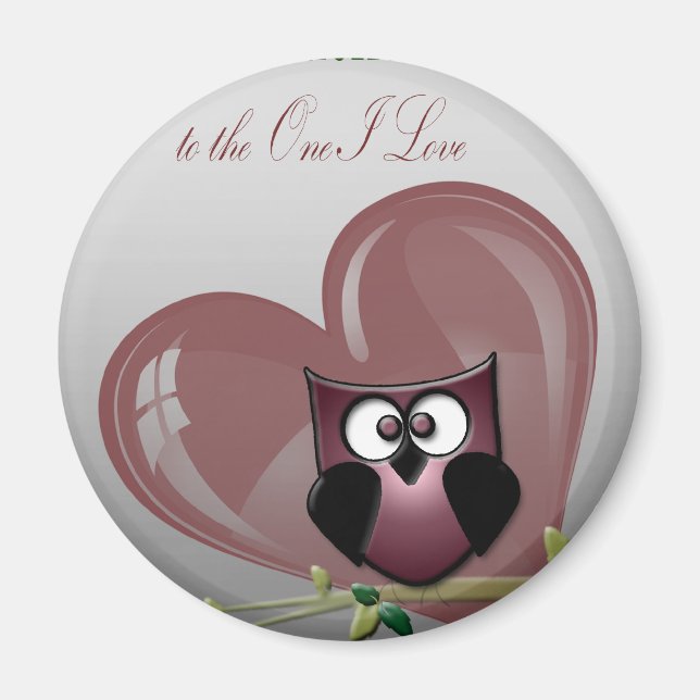 La jolie Chouette de Saint Valentin au aimant One  (Devant)