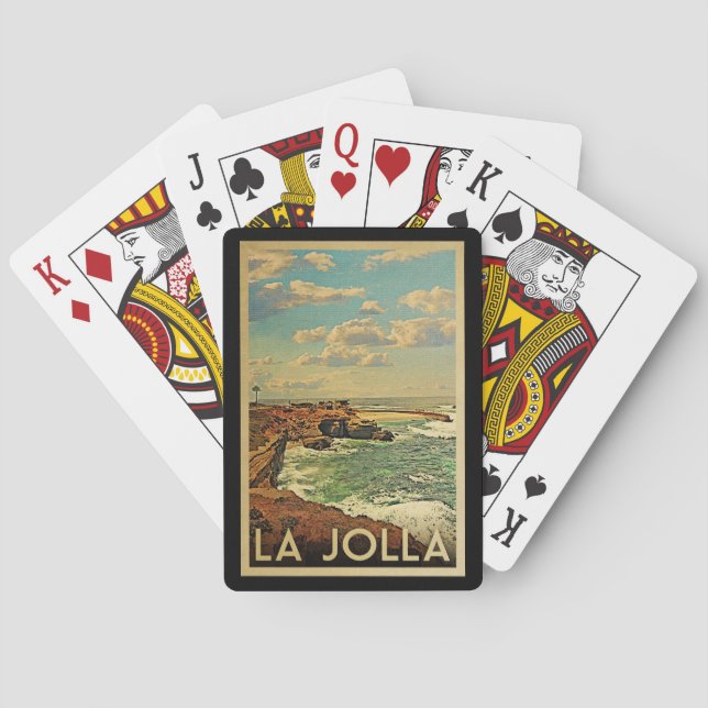 La Jolla Cartes de jeu Côte Vintage de Californie (dos)