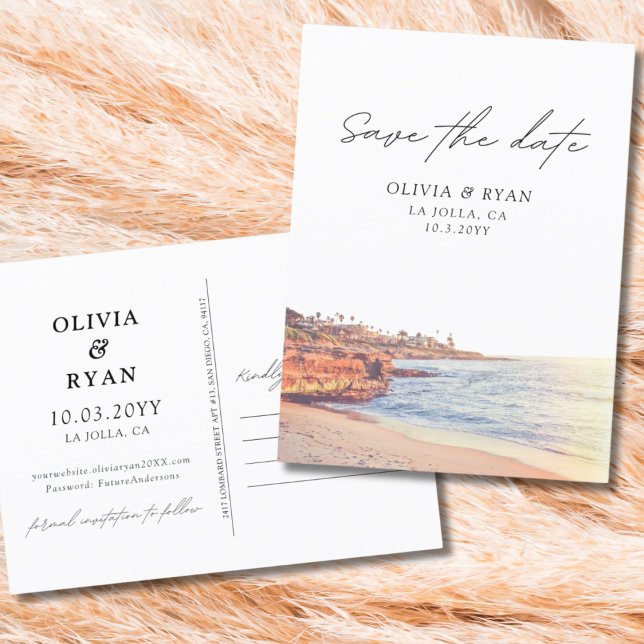 La Jolla Enregistrer la date Carte postale San Die (La Jolla Save the Date Postcard San Diego Weddings)