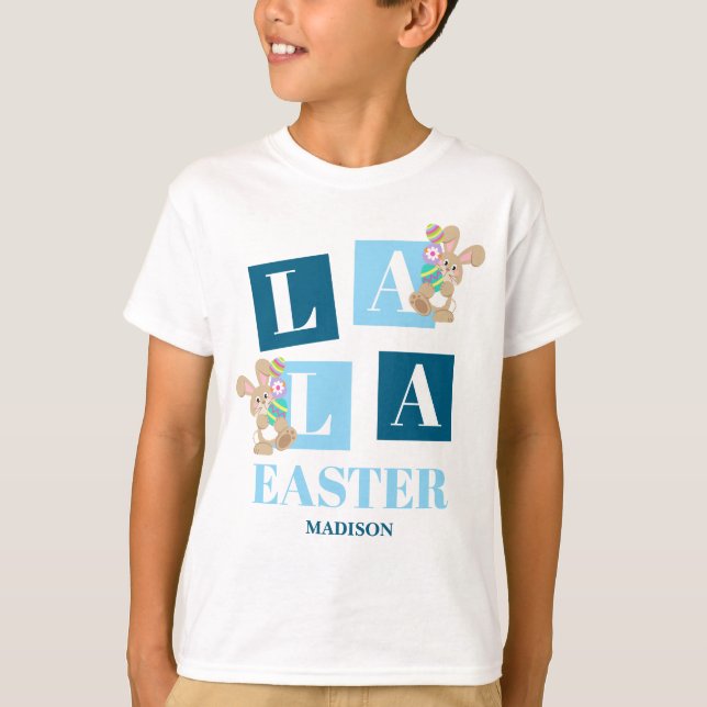 La La Easter Cute Bunny Kids T-Shirt (Devant)