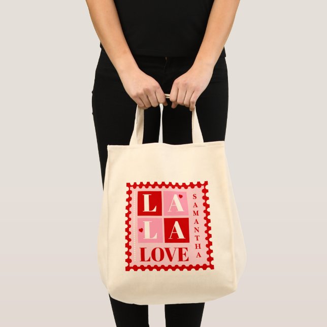 La La Love Valentine’s Day Personalized Tote Bag (Devant (produit))