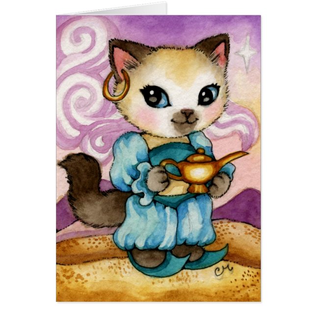 La lampe Aladdin Kitty - carte mignonne du génie (Devant)