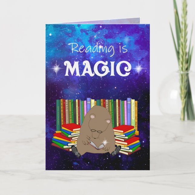 La lecture est la carte d'anniversaire magique (Devant)