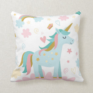 La licorne croient dans le coussin magique de