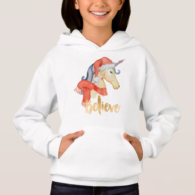La licorne de Noël de la fille croire Sweatshirt à (Devant)