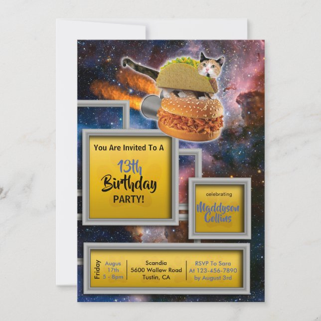 La livraison de chats de fusées Invitation amusant (Devant)