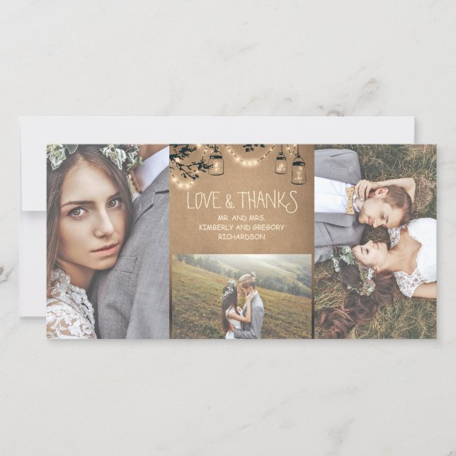 La luciole Mason Jar éclaire le Merci Mariage rust (Devant)