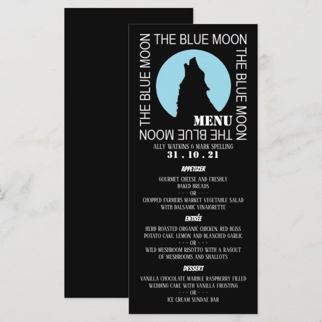 La Lune Bleue, Menu de la fête d'Halloween (Devant / Derrière)