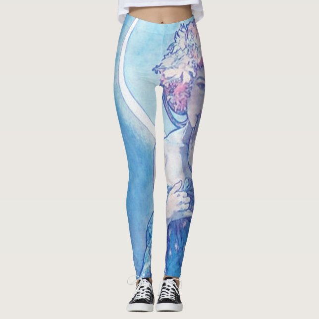"La Lune" de Mucha Blue Leggings (Devant)