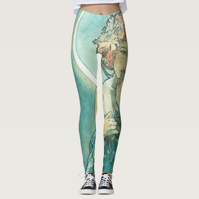 "La Lune" de Mucha Green Leggings (Devant)