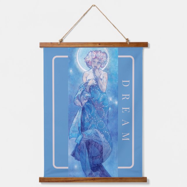 'La Lune' de Mucha, Tapisserie murale Dream Blue (Recto)