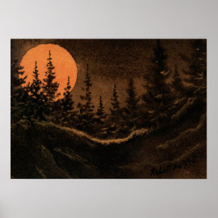 "La Lune du chasseur - Lumière" Affiche paysagère