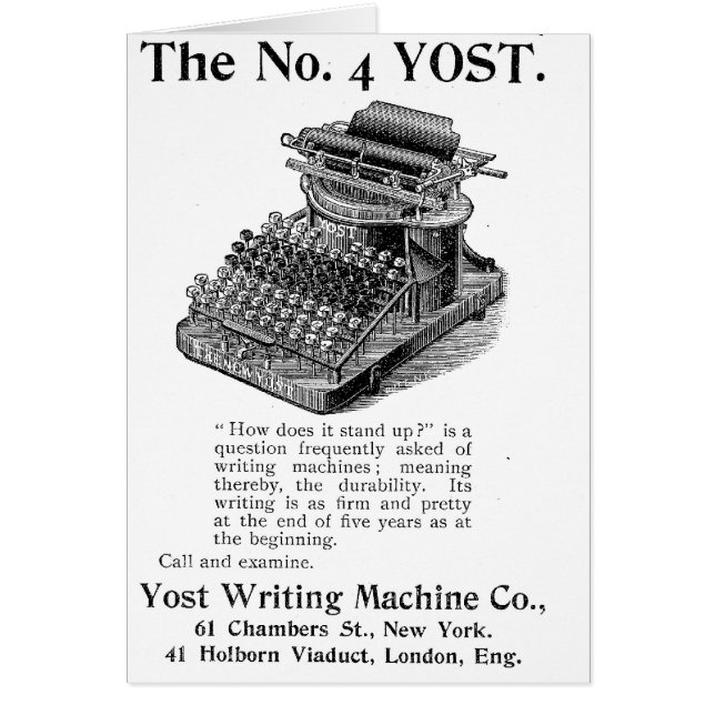 La machine d'écriture n° 4 Yost (Devant)
