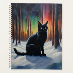 La magie de la Lune : un chat noir dans la forêt d