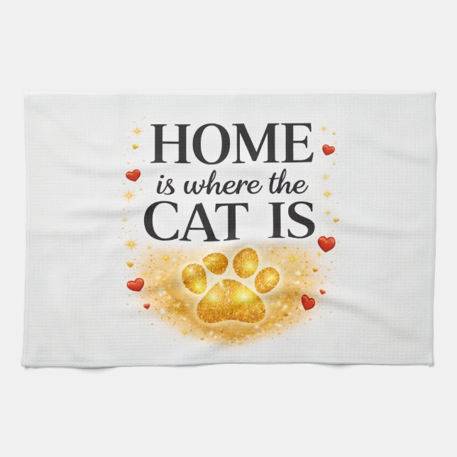 La maison est où est le chat Serviette de cuisine  (Horizontal)
