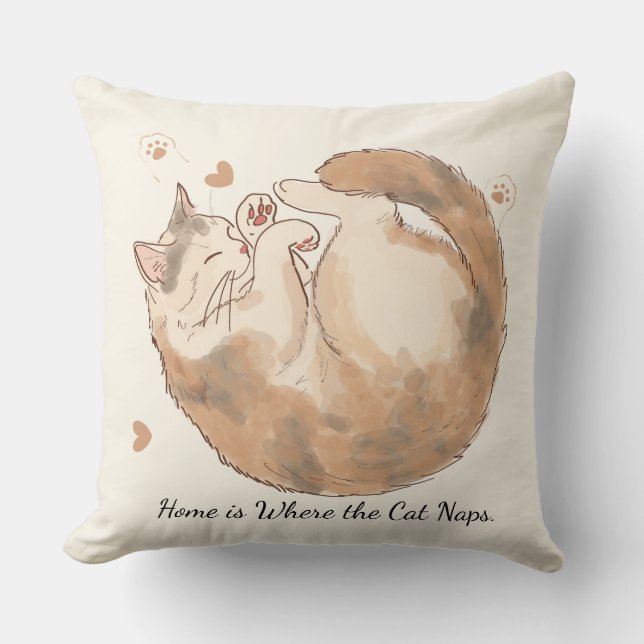 La maison est où le chat fait la sieste | Coussin  (Recto)