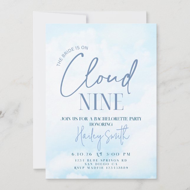 la mariée est sur un nuage bachelorette invitation (Devant)