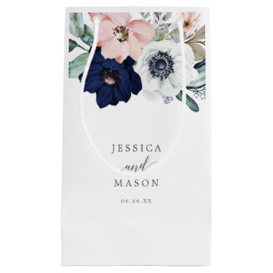 La marine fleurit sac de cadeau de mariage d'hôtel