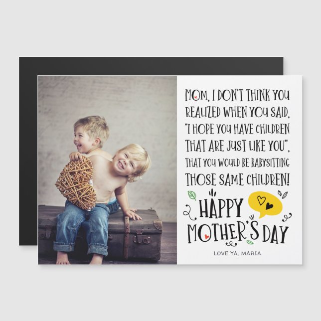 La meilleure carte magnétique de la fête des mères (Devant / Derrière)