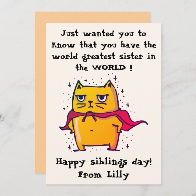 La Meilleure Sœur du Monde | Carte de Vœux pour la (Devant / Derrière)