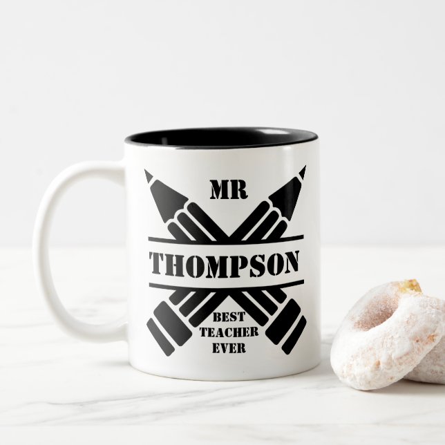 La meilleure tasse de café de monogramme de crayon (Avec donut)