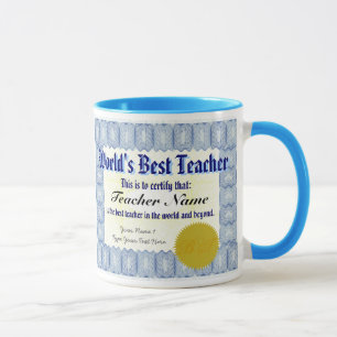 La meilleure tasse de certificat du professeur du