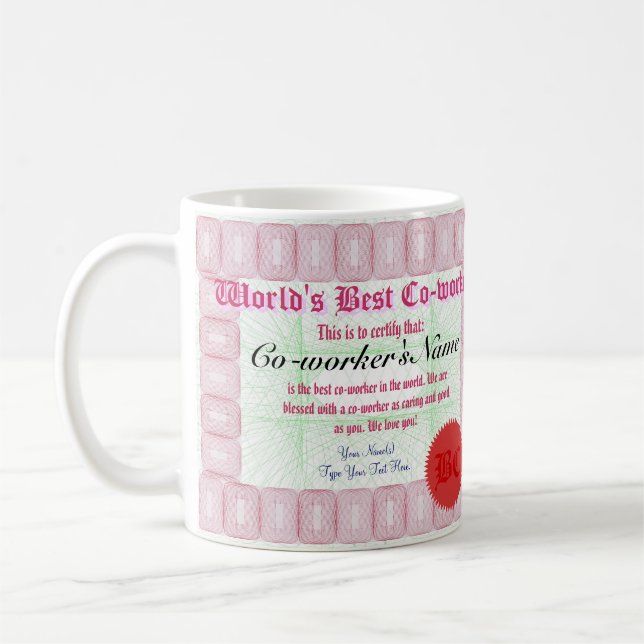 La meilleure tasse de récompense de certificat du (Gauche)