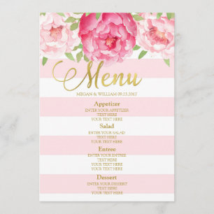La menthe florale d'aquarelle rose barre le menu