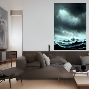 La mer orageuse   AI Art Poster