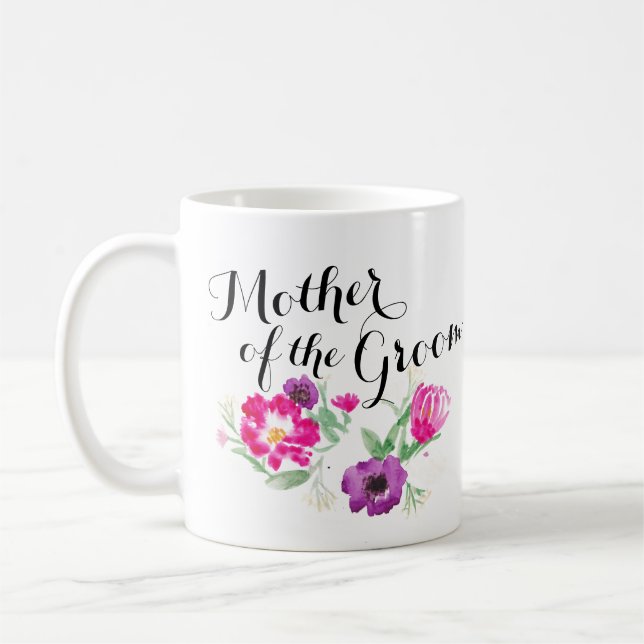 La mère de l'aquarelle de marié fleurit la tasse (Gauche)