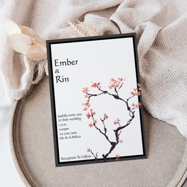 La montagne Sakura | Faire-part de mariage frontal (Créateur téléchargé)