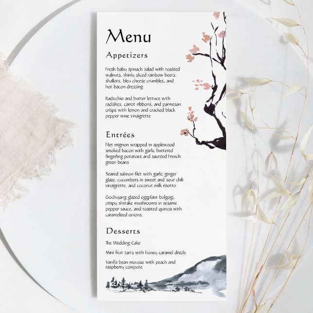 La montagne Sakura | Menu plat Mariage Décontracté (Créateur téléchargé)