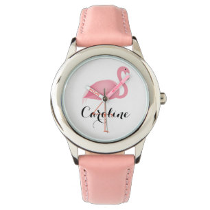 La montre de la fille rose de flamant