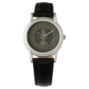 La montre en cuir noire classique des femmes avec