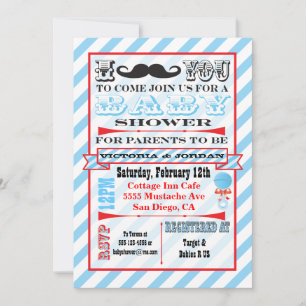 La moustache couple des invitations de baby shower