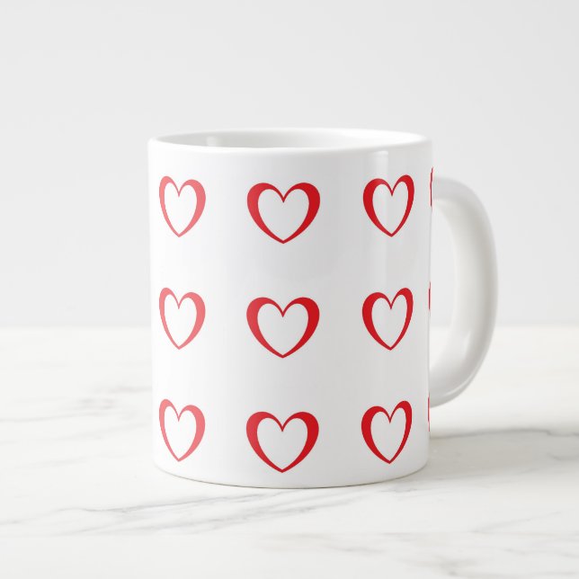 La Mug à café Valentine avec Motif de coeur rouge  (Devant droit)