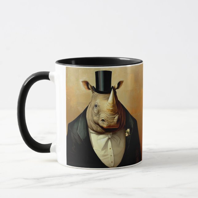La Mug De Café Rhinoceros Bien Habillée (Gauche)