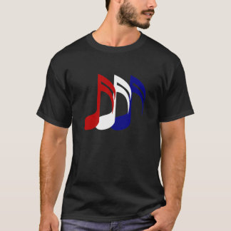 La musique bleue blanche rouge note le T-shirt
