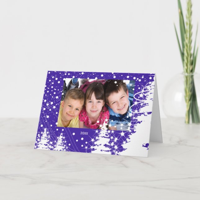 La neige a couvert le carte photo de Noël de (Devant)