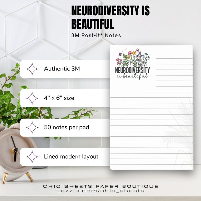 La neurodiversité est belle Note Post-it® lignée 3 (Créateur téléchargé)