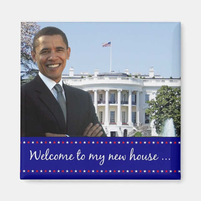 La nouvelle maison d'Obama - le aimant Carré (Devant)