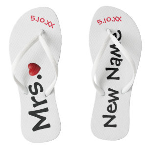 La nouvelle Mme ... Feuilles à tongs personnalisée