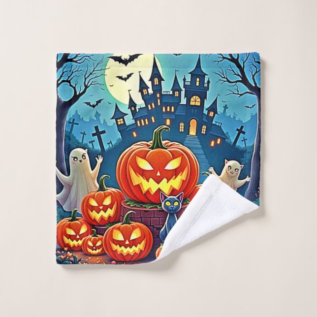 La nuit d'Halloween : Art amusant et effrayant (Gant de toilette)