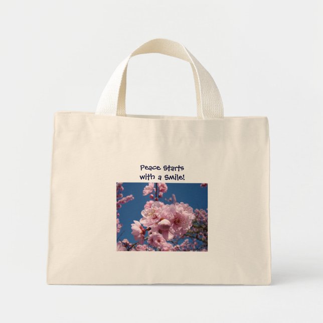 La paix commence avec un sourire ! Sac cabas Fleur (Devant)