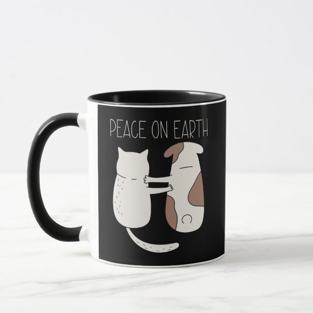 La paix des chats de chien sur Terre Mug (Gauche)