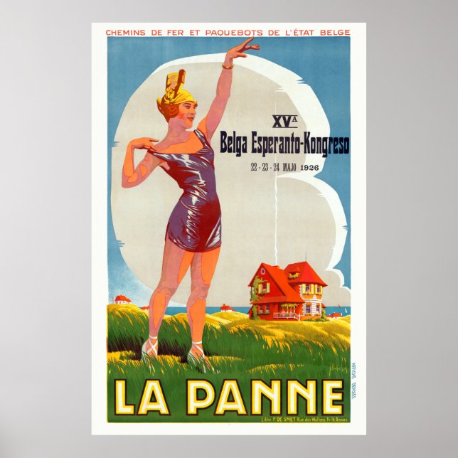 La Panne Belgique Poster vintage 1926 (Devant)