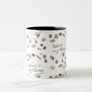 La pâtisserie est ma thérapie, mug illustré