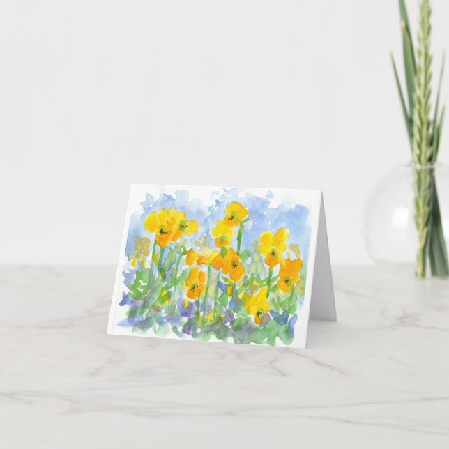 La pensée jaune fleurit le Merci d'art d'aquarelle (Devant)